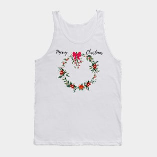 Merry Christmas Flower Ring / Christmas Flower Crown Tank Top